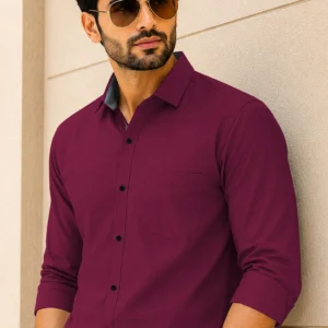 VeBNoR Men Regular Fit Solid Spread Collar Casual Shirt